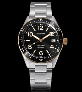 SEESTERN Skindiver, Dorado, NH35, Zafiro, Lume, Buzo 200m, Cierre de Trinquete - Imagen 1 de 12