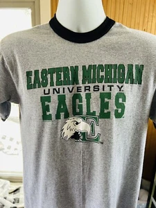 Eastern Michigan University EMU Eagles Vintage Ringer T-Shirt Medium mit Etikett - Bild 1 von 8