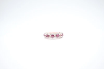 Rose Gold Plated Lab Created Ruby and Cubic Zirconia Five Stone Ring - Image 1 of 4