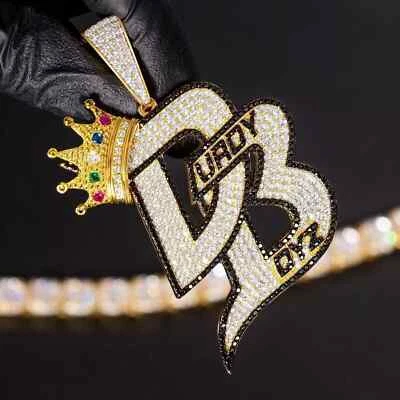 Round Lab Created Black Diamond Customize Letter Pendant 14K Yellow Gold Plated - Image 1 of 4