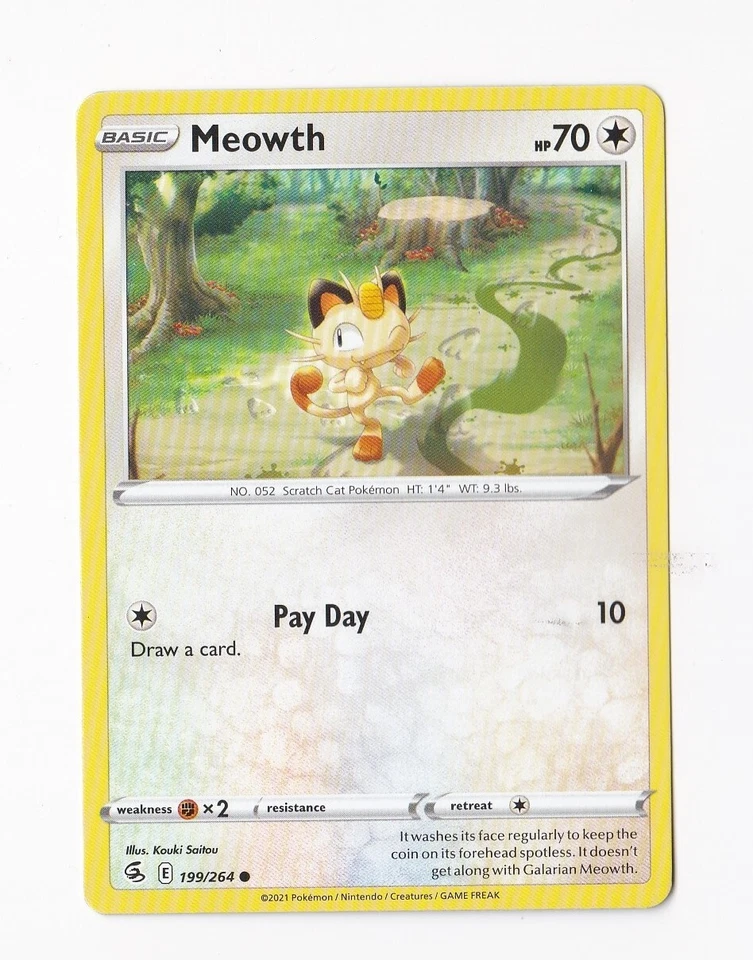 2021 Pokémon Basic MEOWTH HP 70 199/264 - Image 1 of 1