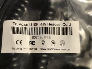 x11 Each = TruVoice Plantronics U10PS RJ9 Headset Direct Connect Cord #T00334 - Afbeelding 1 van 4
