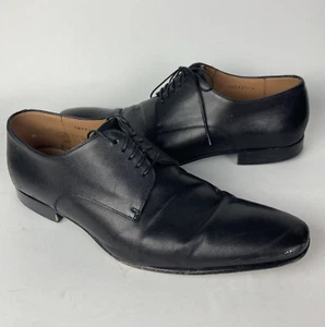 Hugo Boss Herren 9 Derby Oxford-Schuhe Schnürschuhe Prindo Schwarz Strukturleder Italien - Bild 1 von 16
