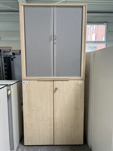 Zweiteiliger Aktenschrank 6 Ordnerhohen 100cm breit Ahorn grau - Bild 1 von 4