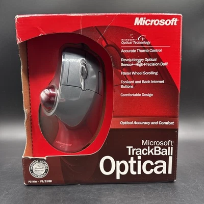 Vintage Microsoft TrackBall Optical Mouse Accuracy Comfort PC Mac X08-70346 - Image 1 of 4