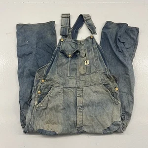 Vintage 40s Jack Rabbit Denim Workwear Overalls 36x28 1940s True Vintage - Picture 1 of 6