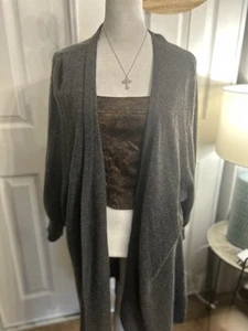 CASHMERE Luxury MEDIUM Womens Gray Open Cardigan Sweater jacket - Picture 1 of 6