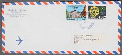 Cubierta de correo aéreo MayfairStamps Guatemala años 70 a Troy MT AAU_55011 Foto 1 de 2