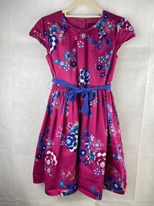 Joules Dress 9-10 Years Girl's Fuchsia Pink Floral w/ belt - Picture 1 of 12