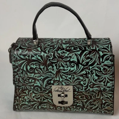 Bolso Bandolera Patricia Nash Chauny Tooled Cuero Turquesa Nuevo con Etiquetas con Correa Foto 1 de 4