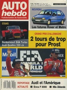 AUTO HEBDO n°687 02/08/1989 GP ALLEMAGNE AUDI 90 QUATTRO DONKERVOORT S8A - Imagen 1 de 1