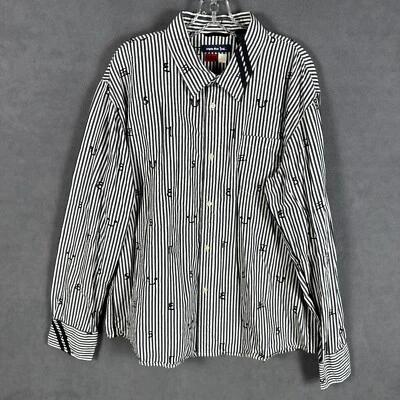 Camisa Triple Five Soul Para Hombre 3XL Rayas Manga Larga Abotonada Bordada E89 Foto 1 de 4