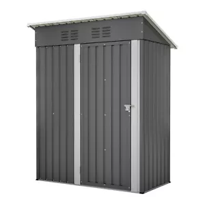 Metall Geräteschuppen Gerätehaus XL mit Pultdach Schuppen 1m² Grau Lagerschuppen - Bild 1 von 10