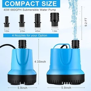 660gph 40w Water Fountain Pump Aquarium Water Pump Submersible Pump - Picture 1 of 10