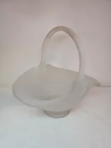 Vintage Frosted Glass Tiara Basket Stamped - Picture 1 of 7