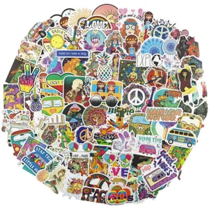 100Pcs Hippie Laptop Skateboard Vinyl Stickers Bomb Luggage Decals Dope Pack Lot - Picture 1 of 12