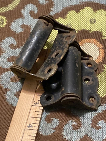 Vintage Hinges Screen Door Spring Loaded  Self Closing 2 1/2" x 3" Used Bent Cover