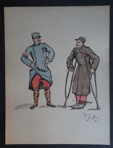 Lithographie A L'INFIRMERIE 1915 Signé JEAN GEOFFROY dit GEO - Imagen 1 de 7
