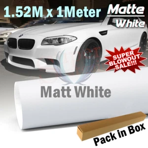 1.52M x 1 Meter Matte Matt Satin White Car Vinyl Wrap Vinyl Stickers Decals Film - Picture 1 of 6