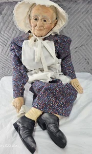 Vintage Detailed 32” Doll Porcelain Grandma/Old Lady Folkart Rustic Appalachian - Picture 1 of 11