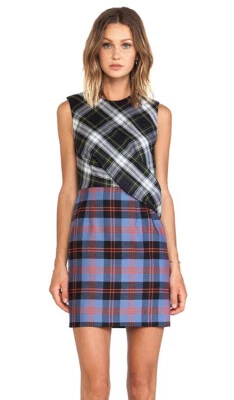 Mini Vestido McQ Alexander McQueen 2014 ALTERADO Estampado a Cuadros Talla 40 Foto 1 de 4