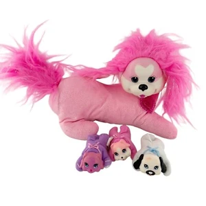 Puppy Surprise Pink Plush Dog Glittery Fur & 3 Puppies 2015 Hearts 12 Inch a - Picture 1 of 18