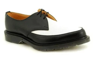 Solovair NPS Shoes Made in England 3 Loch Black/White Perfo Apron - Picture 1 of 2