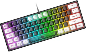 UK-Layout 60 % RGB Kabelgebundene Gaming-Tastatur 61 Tasten Mechanische Haptik - Bild 1 von 17