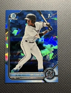 Ian Lewis 1st Sapphire 2022 Bowman Chrome Miami Marlins BCP-96 - Picture 1 of 2