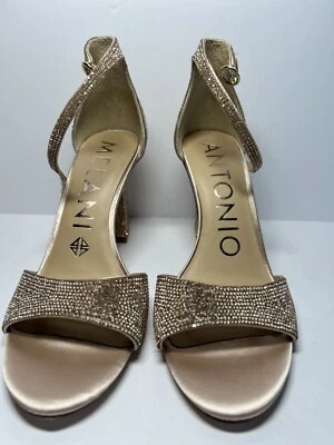 Sandalias para mujer Antonio Melani talla 9,5 M doradas con diamantes de imitación Blaire adornadas Foto 1 de 4