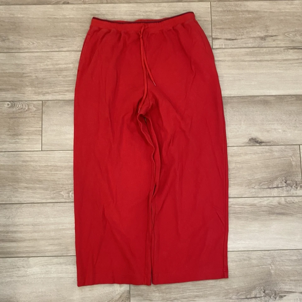 Pacer By Karen Scott Sport Red Baggy Fleece Drawstring Sweatpants Size Large - Image 1 of 3