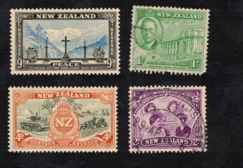 1946 New Zealand Peace, Victory Set World War 2 Mint + 2 Used