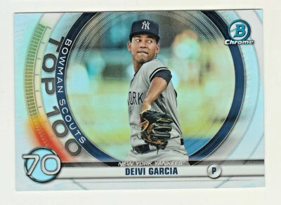 2020 Bowman Chrome SCOUTS TOP 100 BTP-70 DEIVI GARCIA RC Rookie New York Yankees - Image 1 of 2