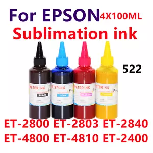 Botellas de tinta de sublimación para ET2800 Y 2803 ET2840 ET4800 ET4810 2400 522 - Imagen 1 de 4