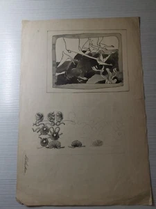 Disegno a penna Stile liberty Art Nouveau anni 20. Firmato Maria M. Costantino - Imagen 1 de 4