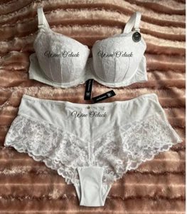 Ann Summers Sexy Lace Padded Push Up Balcony Bra & Cheeky Shorts White 32B~44G - Picture 1 of 12