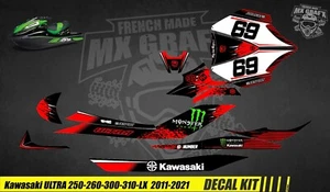 Kit Deco / Adesivo Kit Jet Ski Kawasaki Ultra 250-260-300-310-LX - Monster Red - Picture 1 of 1