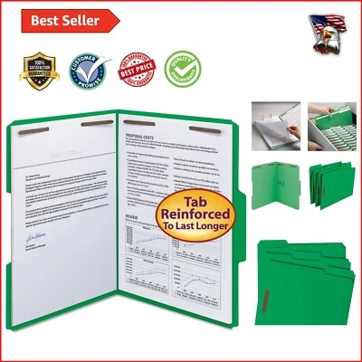 Eco-Friendly Green Fastener File Folders - 50 Letter Size, Made in USA - Image 1 of 4