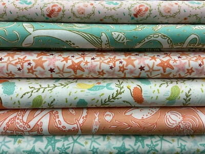 Stacy Iest Hsu Moda The Sea & Me 100% Cotton Fabric by 1/4 M* Dolphin Mermaid - Image 1 of 4