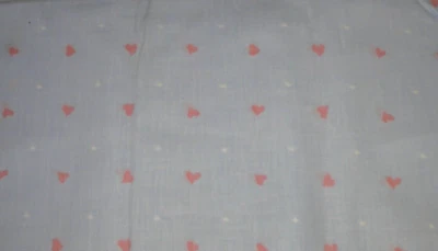 5/6 yard light blue fabric with pink hearts and white dots 31" x 44" - Image 1 of 4