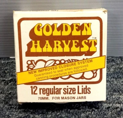 VINTAGE Golden Harvest 12 Tapas Tamaño Regular 70MM. Tarros para Mason Foto 1 de 4