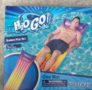 Alfombra de piscina inflable Rainbow - H20 Go! Colchón flotador Bestway 6 pies X 27 pulgadas - Imagen 1 de 3