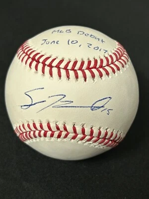 Sean Newcomb Firmado Automático con Inscripción de Debut MLB Béisbol Bravos Certificado de Autenticidad BAS 888 Foto 1 de 3