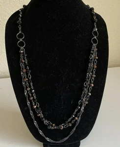 New Premier Design Long Necklace 35" Shiny Black & Copper tones Unique Versatile - Picture 1 of 7
