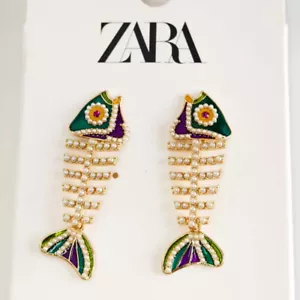 67mm Zara Fish Statement Stud Earrings Chic Women Party Vacation Jewelry Gift - Picture 1 of 3