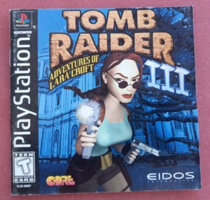 Tomb Raider III 3 Etiqueta Negra PS1 PlayStation Solo Manual - Imagen 1 de 3