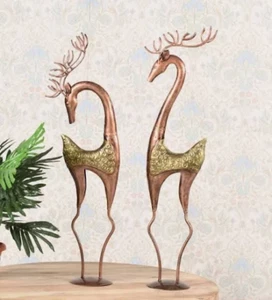 Estatuillas de colección renos decoración arte multicolor antiguo metal estatua - Imagen 1 de 6