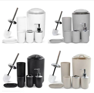 6pcs/set Bathroom Accessories Set Trash Can Soap Dish Toothbrush Holder Lotion - Picture 1 of 9