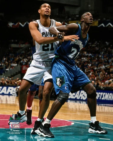 Kevin Garnett Minnesota Timberwolves Unsigned Boxing Out Tim Duncan Photograph Cover