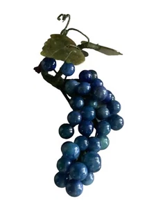 Glass Grape Cluster Dark Blue/Purple Fruit Decor Sculpture Figurine Glass Grapes - Picture 1 of 4